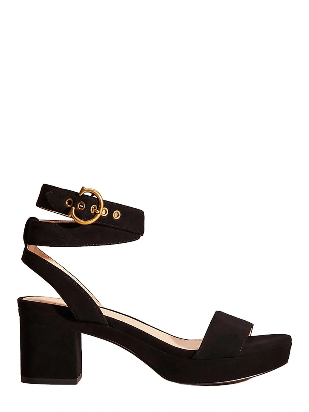 Coach Serena Sandal Black Suede Platform 7.5
